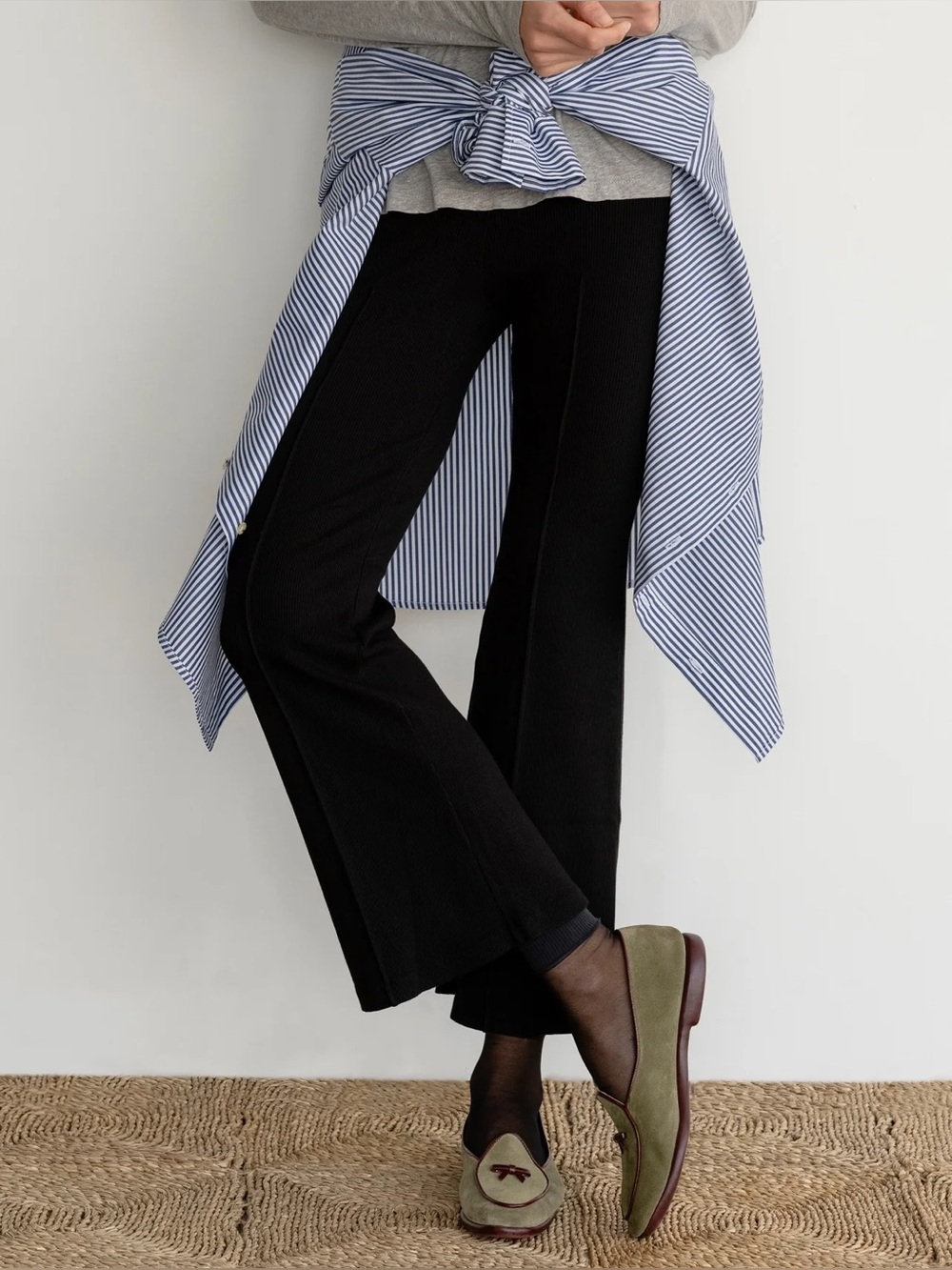 Donni the rib kick flare pants black